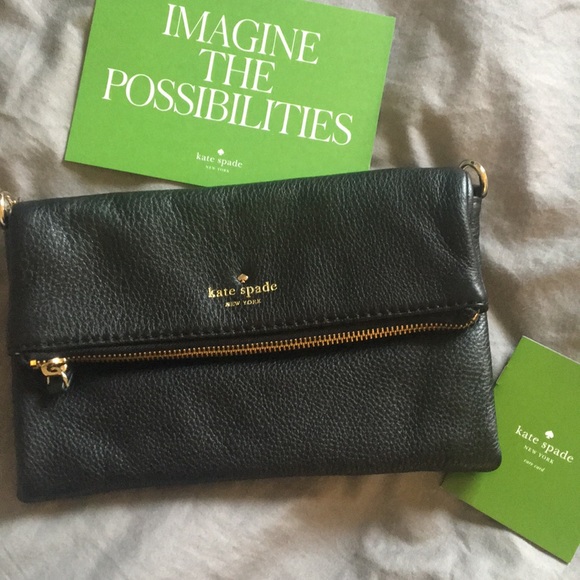 kate spade Handbags - Kate Spade Black Leather Cobble Clutch/ Shoulder